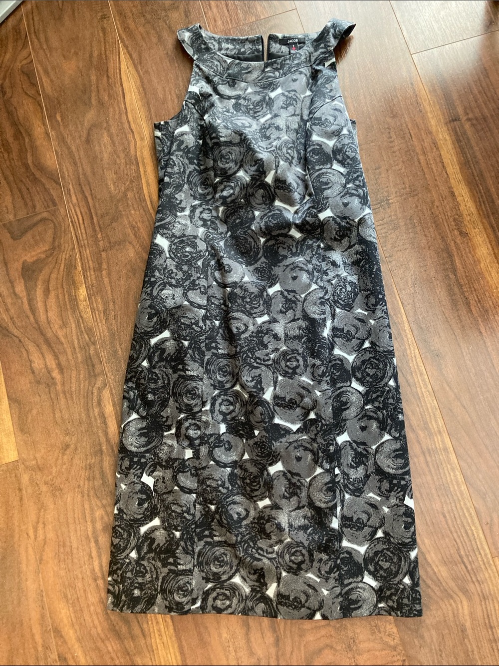 Jacob Black and Gray Rose-Print Pencil Dress